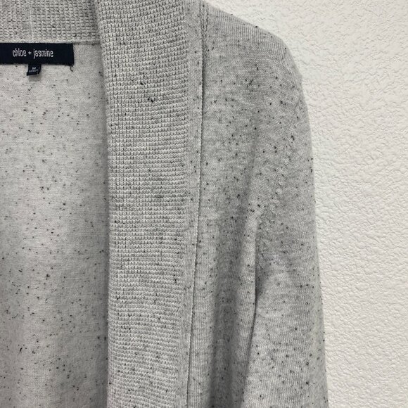 Chloe & Jasmine Women’s Light Grey Open Cardigan Long Sleeve Sweater - Picture 4 of 6